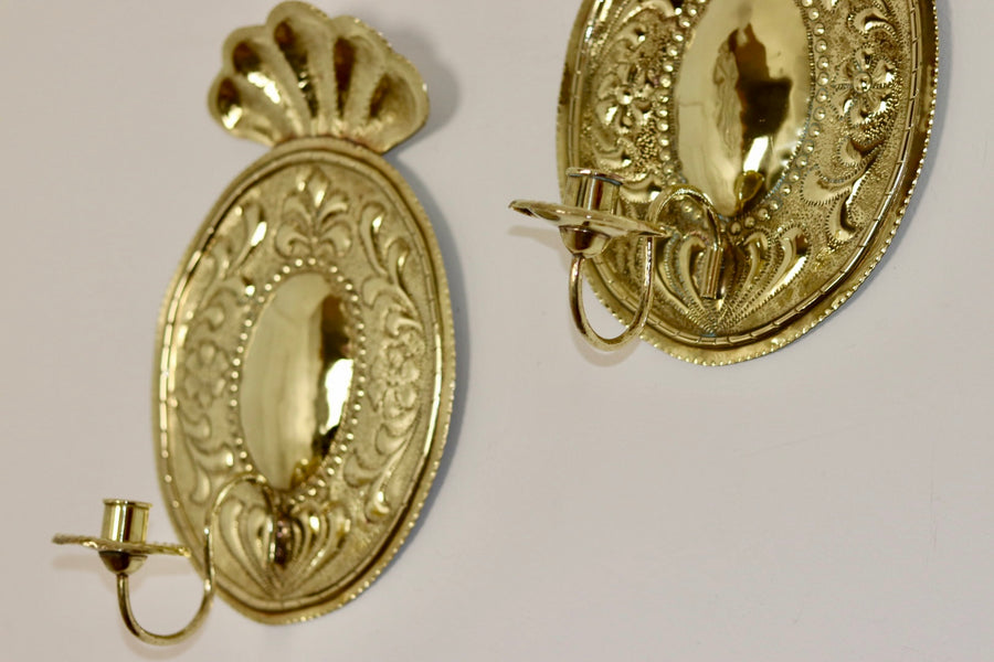 A Pair of baroque Swedish Brass Sconces Noah Ancienne
