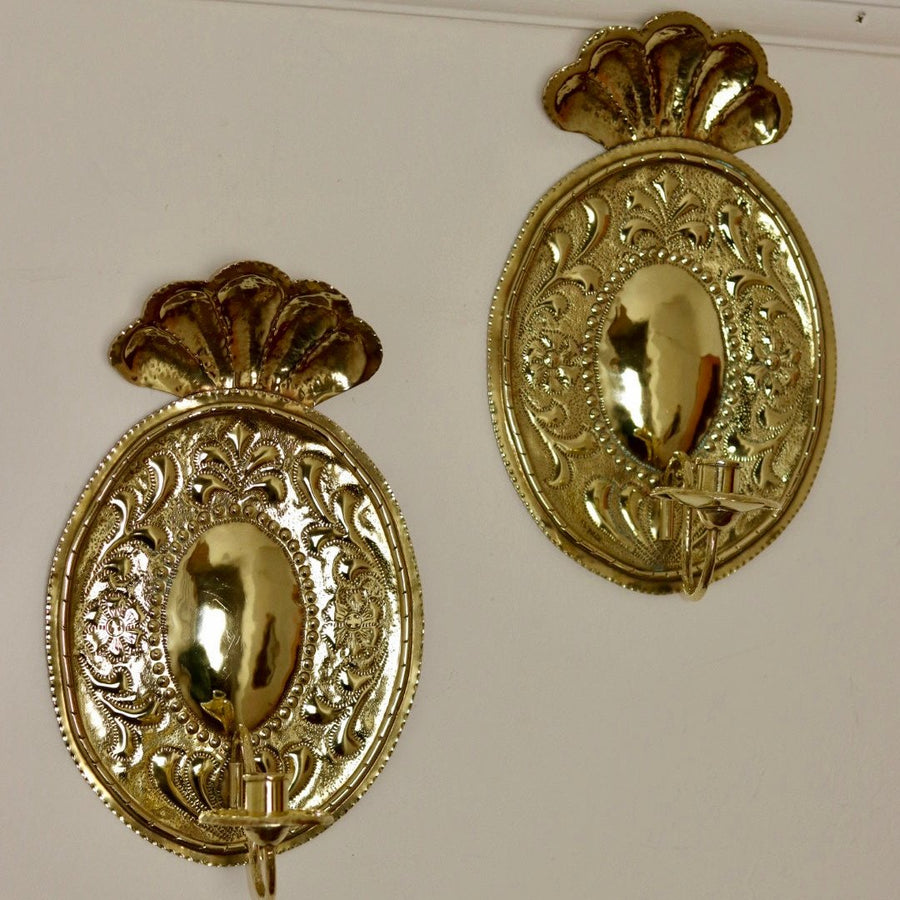 A Pair of baroque Swedish Brass Sconces Noah Ancienne