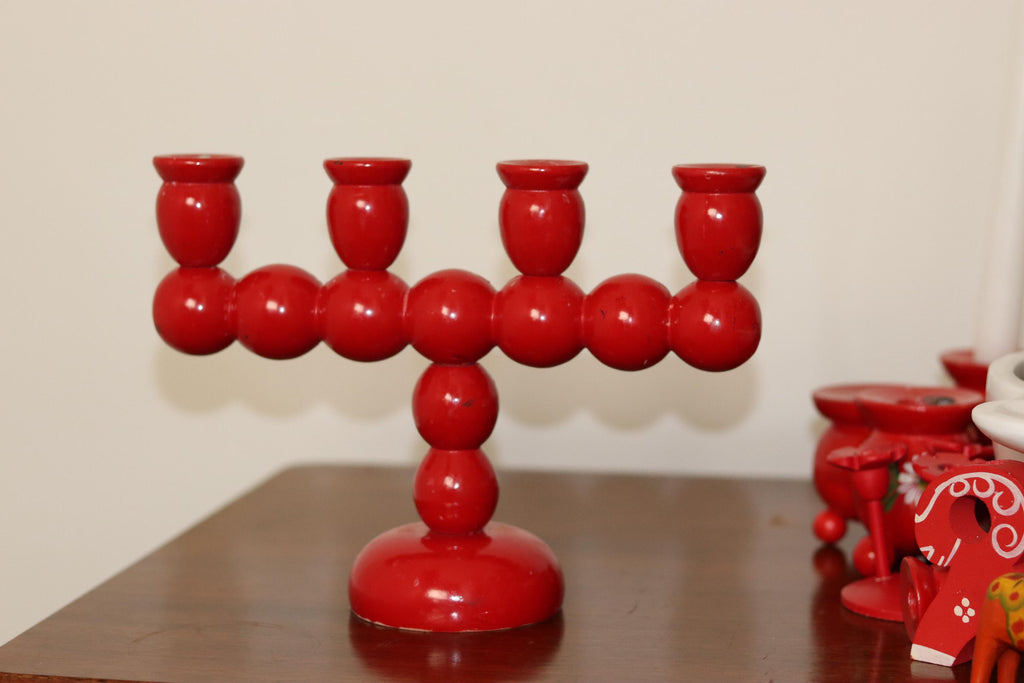 Four-Arm Swedish Bobbin Candelabra Noah Ancienne