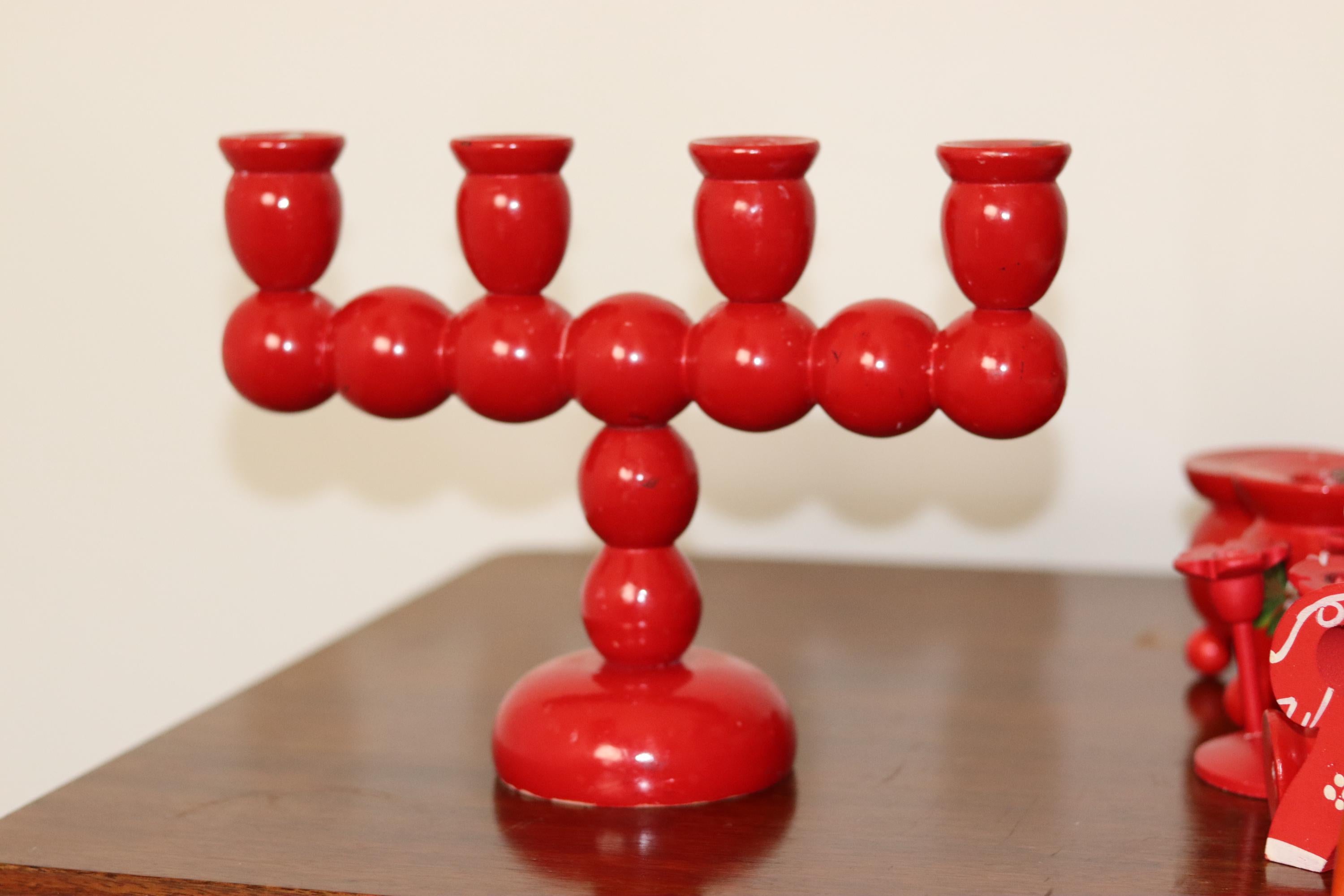 Four-Arm Swedish Bobbin Candelabra Noah Ancienne