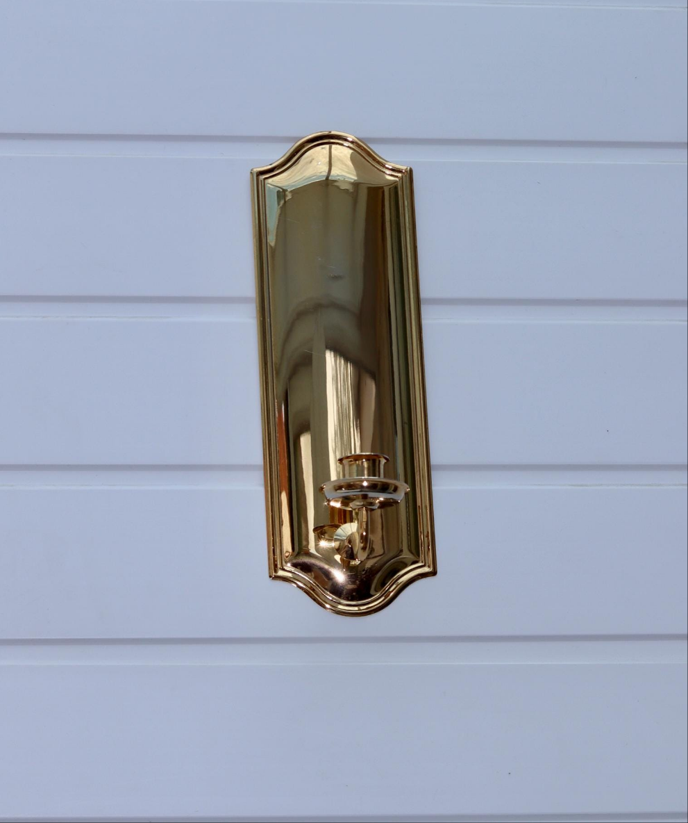 Single Mid Century Style 24K Swedish Brass Sconce by Scandia