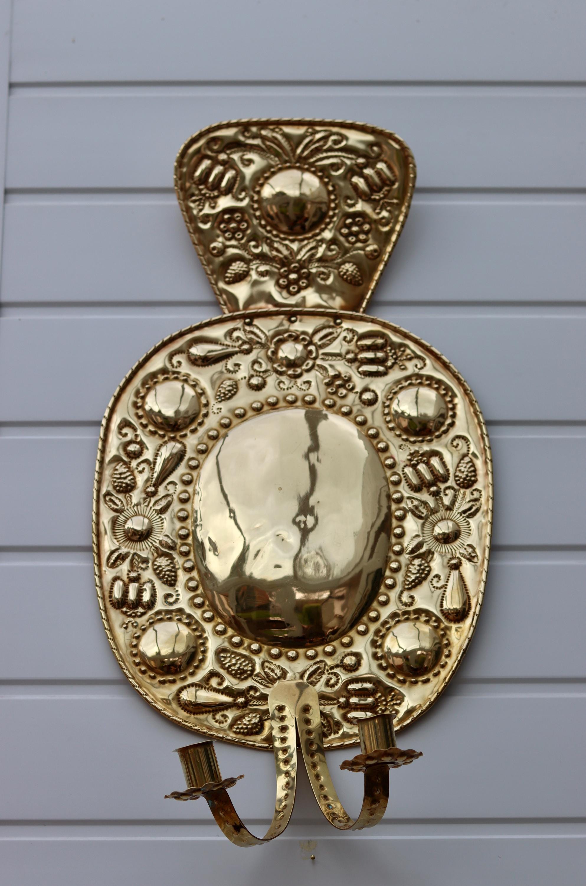 Large Mid-Century Swedish Brass Sconces Noah Ancienne