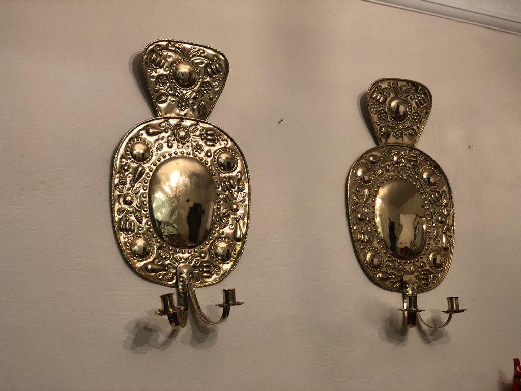 Large Mid-Century Swedish Brass Sconces Noah Ancienne