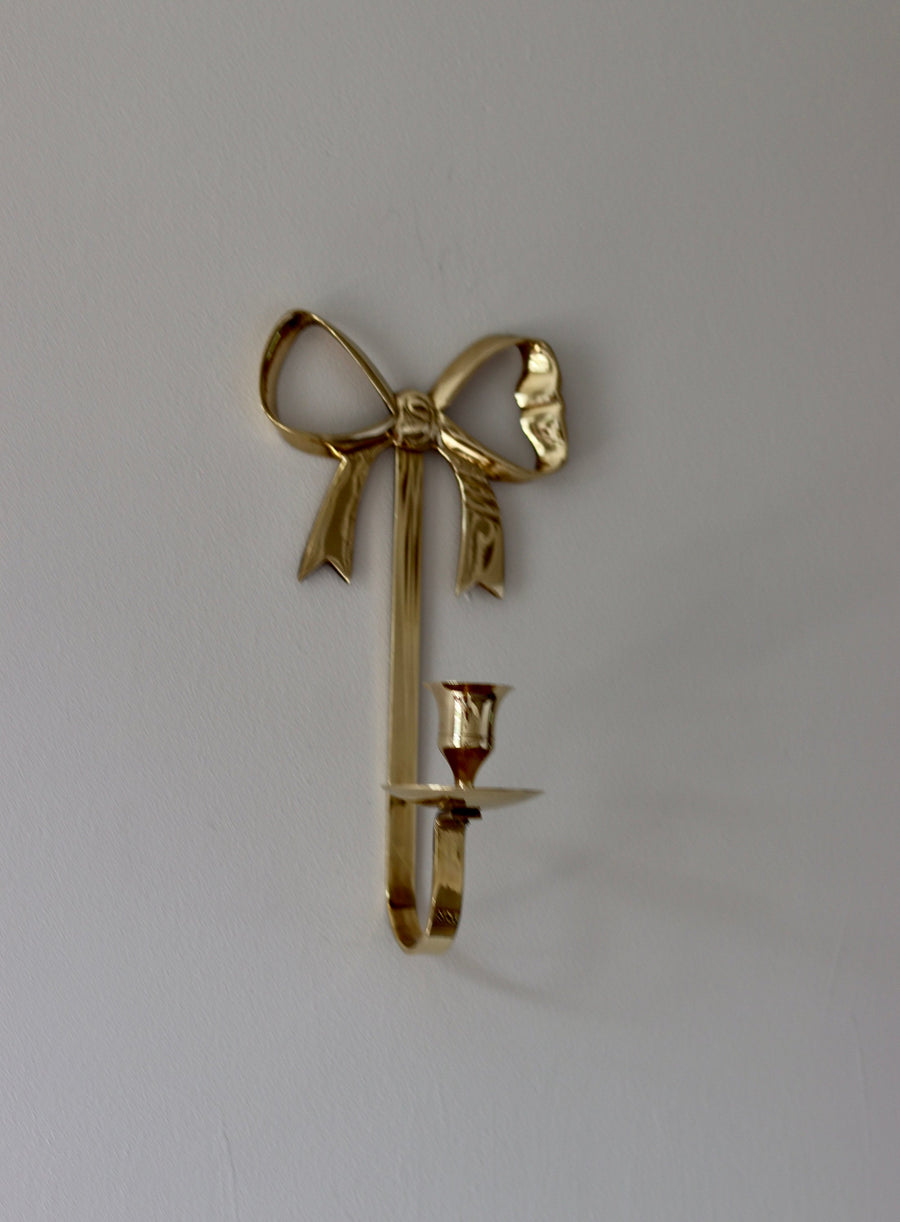 Large Pair of Vintage Brass Bow Sconces Noah Ancienne