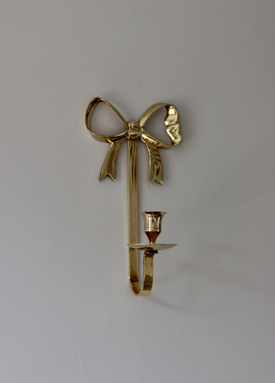 Large Pair of Vintage Brass Bow Sconces Noah Ancienne