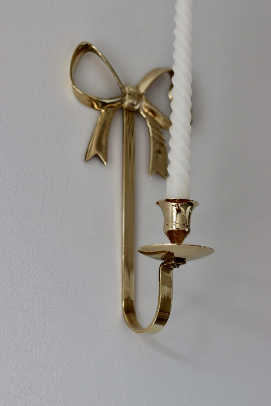 Large Pair of Vintage Brass Bow Sconces Noah Ancienne