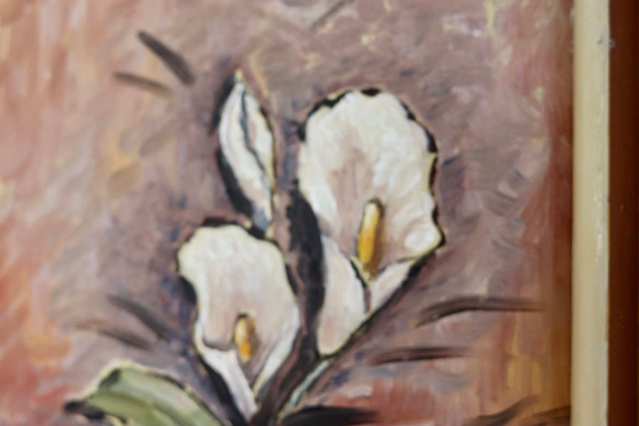 Original Norwegian Mid-Century Oil on Canvas" Peace Lily " by Arvid Nilsson(1913-1976) - Vintage & Framed Noah Ancienne
