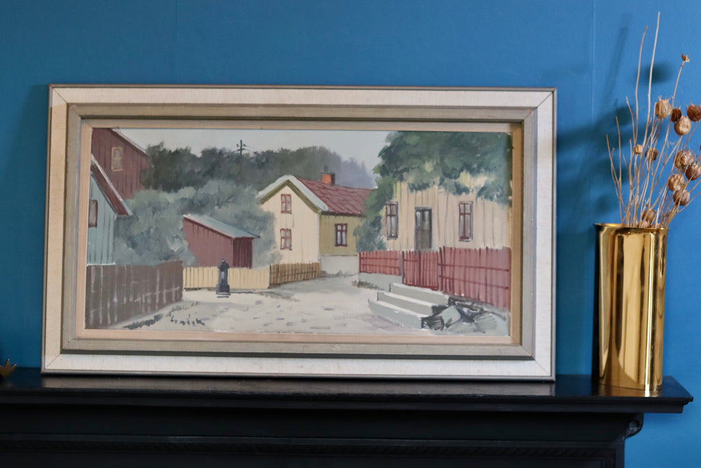 Original Swedish Mid-Century Oil on Canvas "Lilla Gatan Majorna Gothenburg" by Tage Gavik (1914-1981) - Vintage & Framed Noah Ancienne