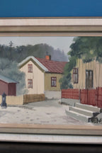 Original Swedish Mid-Century Oil on Canvas "Lilla Gatan Majorna Gothenburg" by Tage Gavik (1914-1981) - Vintage & Framed Noah Ancienne