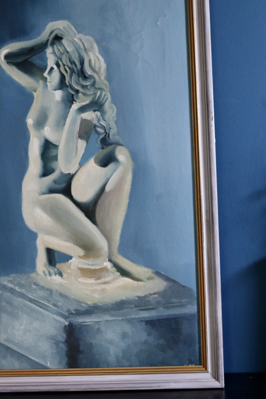 Original Swedish Mid-Century Oil on Canvas " Nude Woman" by Tony - Vintage & Framed Noah Ancienne