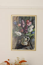 Original Swedish Mid-Century Oil on Canvas " Vase" by I Franke(1913-1999) - Vintage & Framed Noah Ancienne