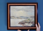 Original Swedish Modernist " Lake " by Gosta Cummings- VIntage and Framed Noah Ancienne