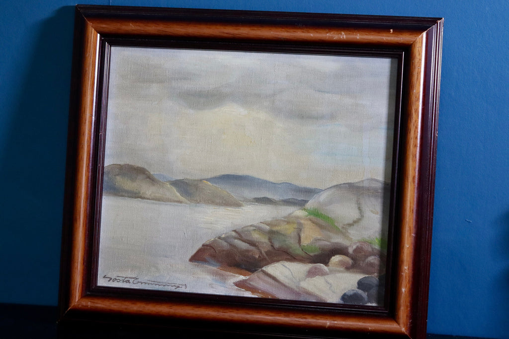 Original Swedish Modernist " Lake " by Gosta Cummings- VIntage and Framed Noah Ancienne