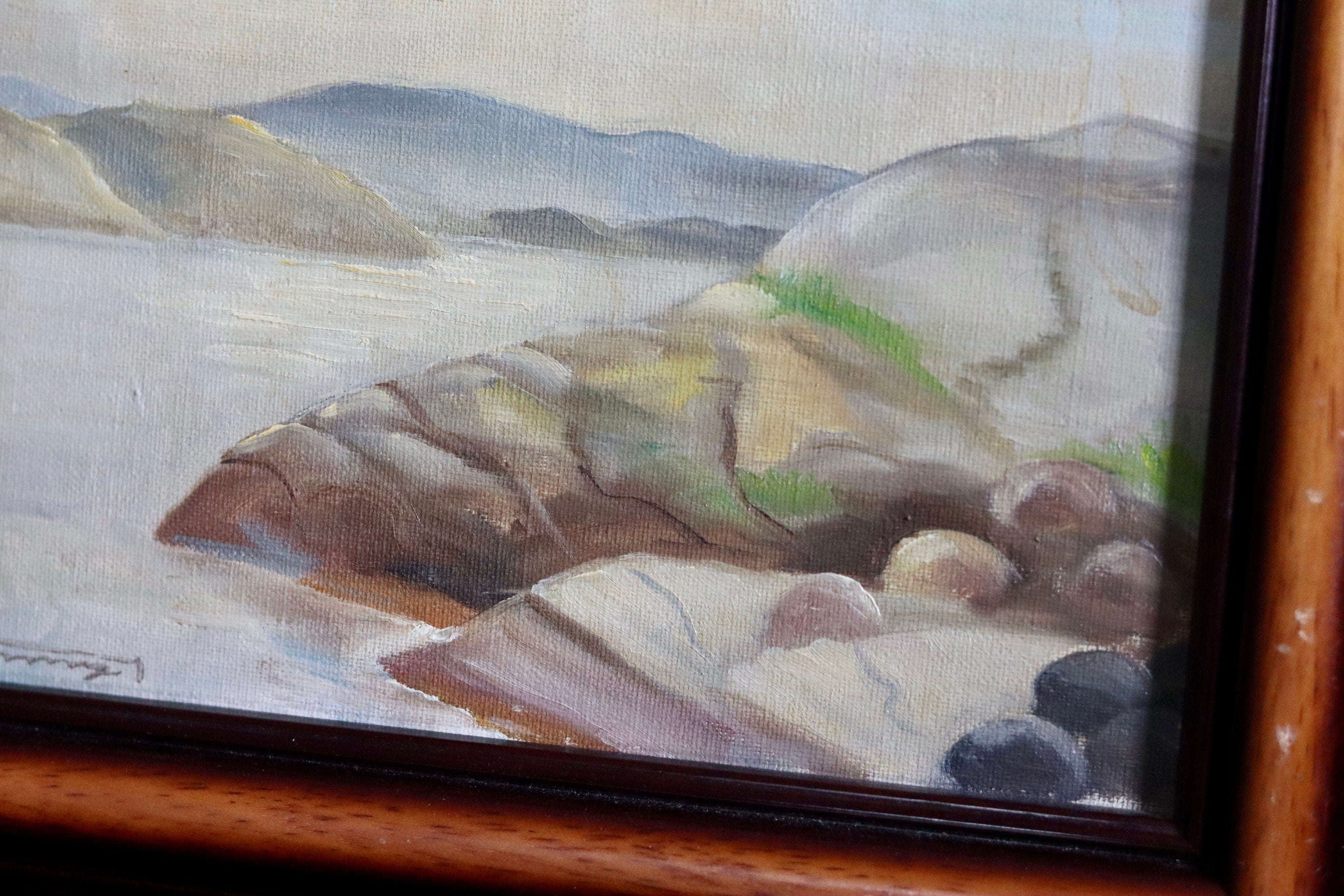 Original Swedish Modernist " Lake " by Gosta Cummings- VIntage and Framed Noah Ancienne