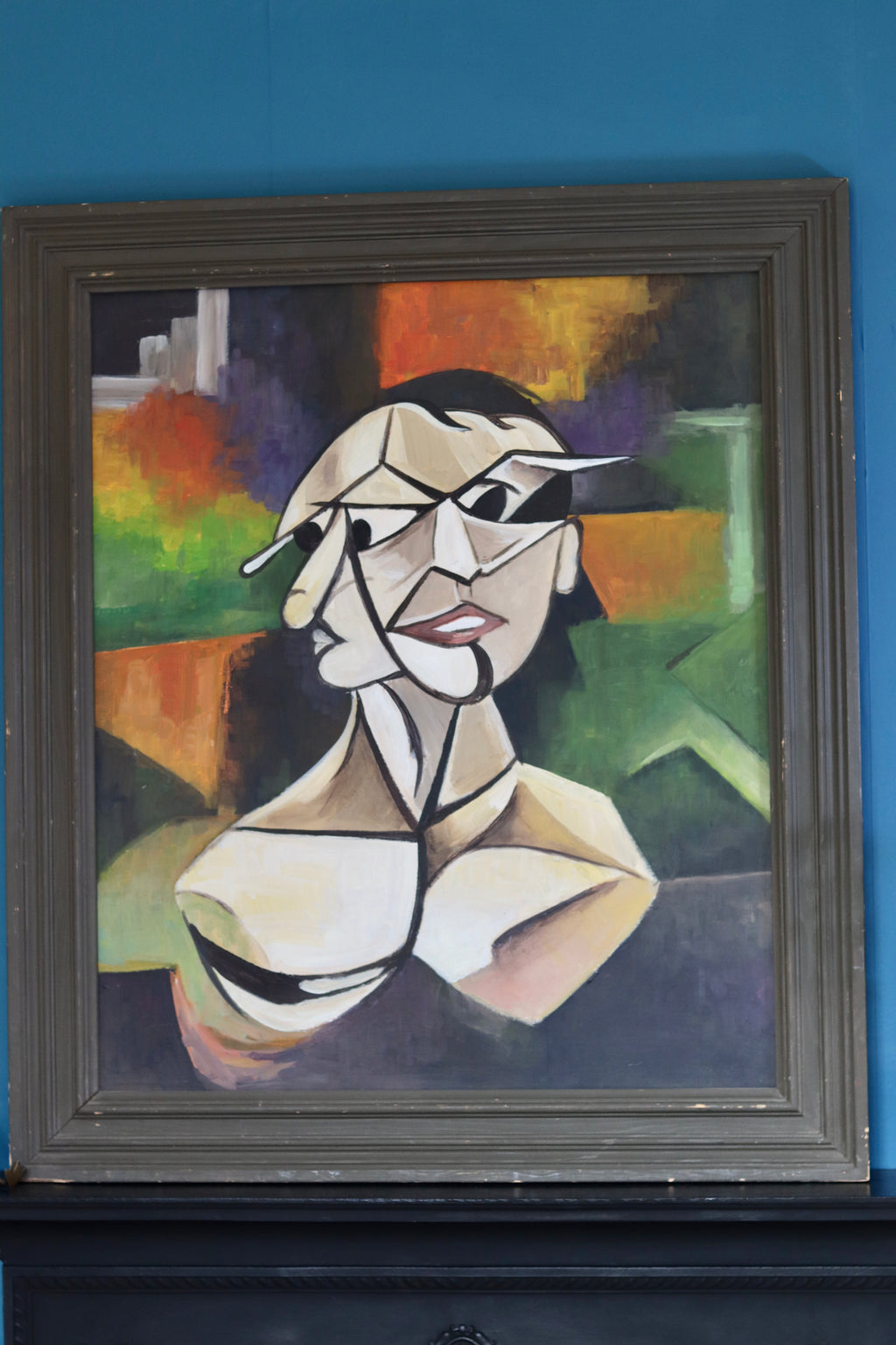 Original Swedish Modernist Oil on canvas"Personality Within" - Vintage & Framed Noah Ancienne