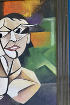 Original Swedish Modernist Oil on canvas"Personality Within" - Vintage & Framed Noah Ancienne