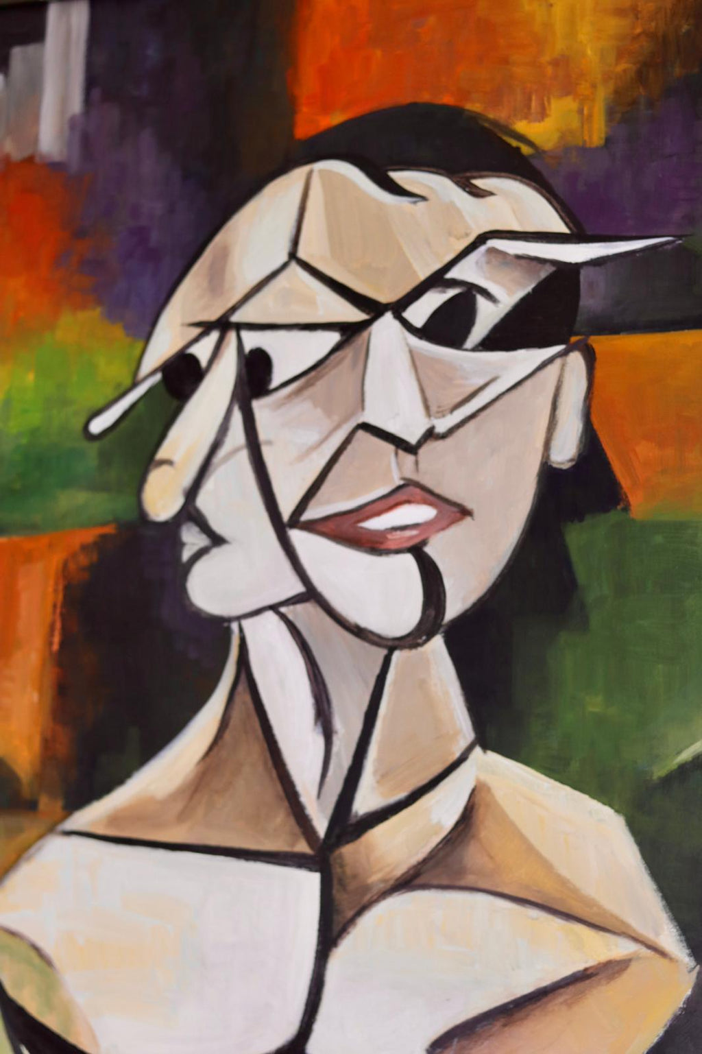 Original Swedish Modernist Oil on canvas"Personality Within" - Vintage & Framed Noah Ancienne