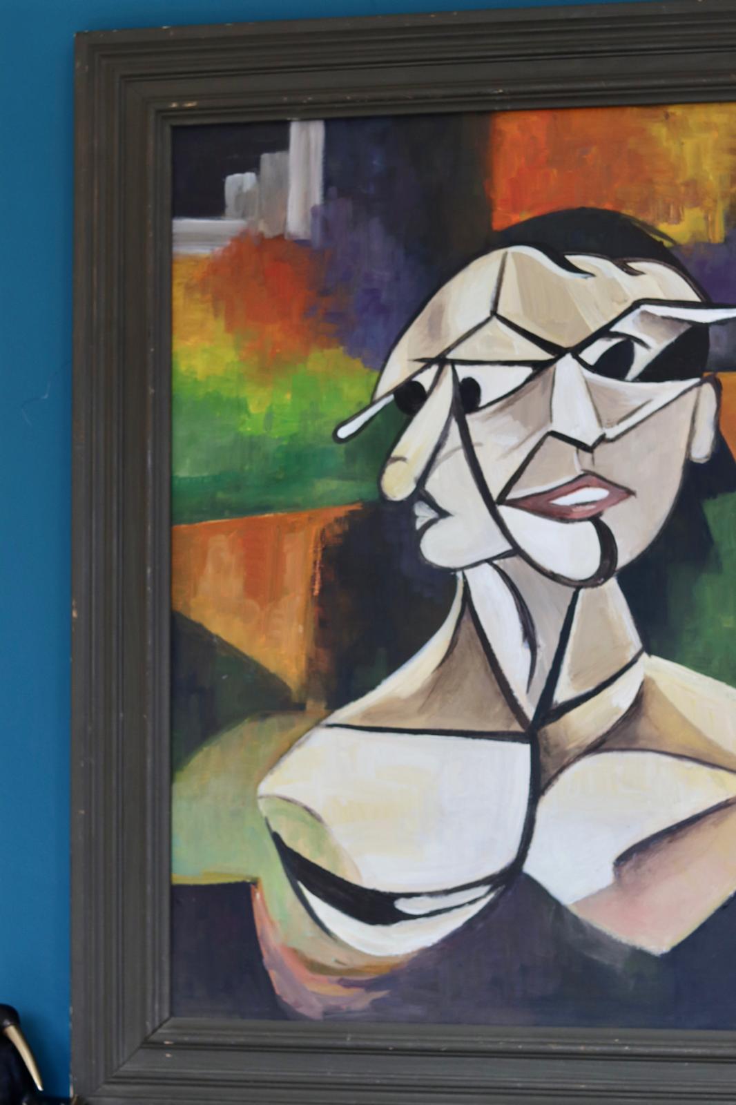 Original Swedish Modernist Oil on canvas"Personality Within" - Vintage & Framed Noah Ancienne