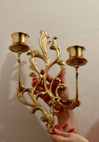Ornate Vintage Brass Sconce for Two Candles Noah Ancienne