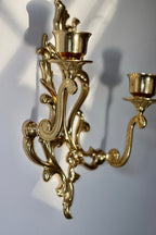 Ornate Vintage Brass Sconce for Two Candles Noah Ancienne