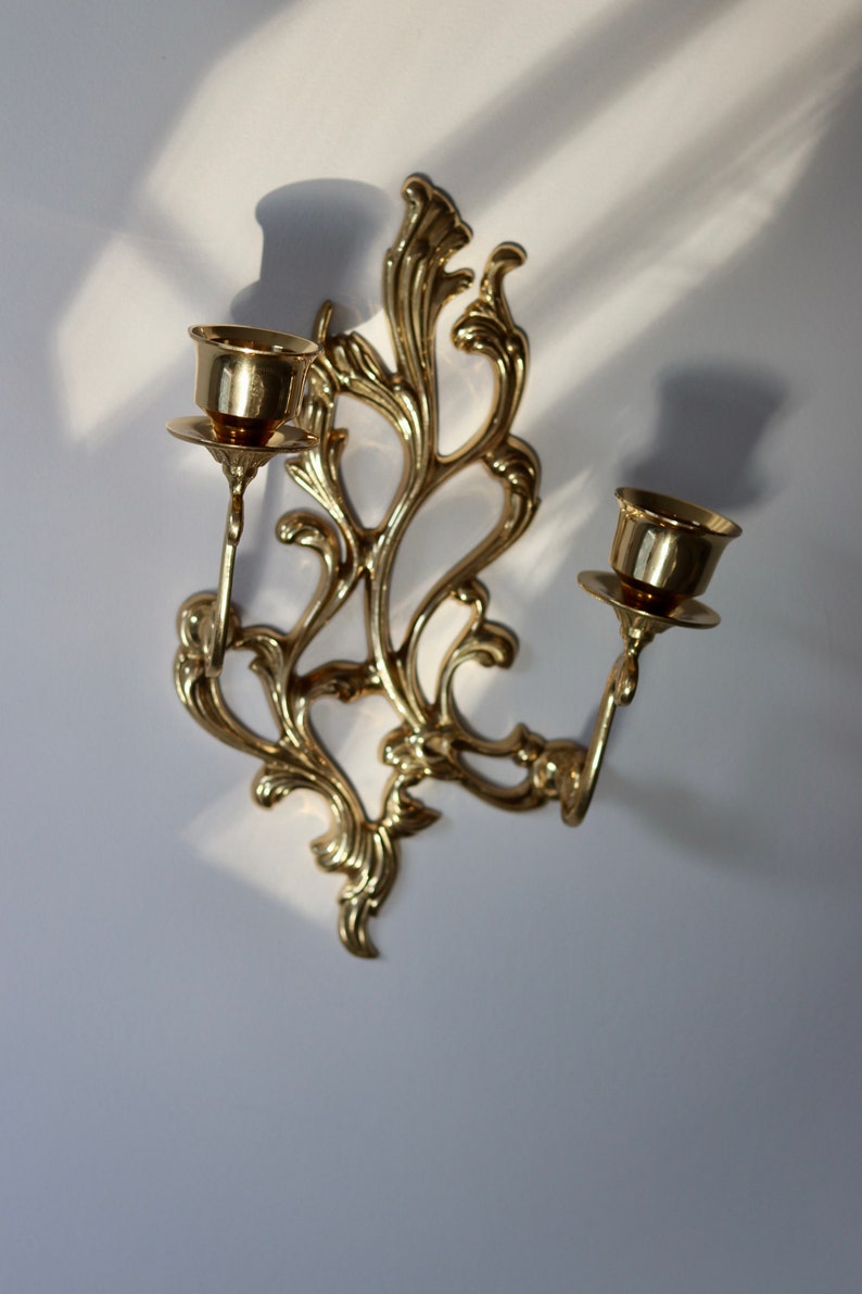 Ornate Vintage Brass Sconce for Two Candles Noah Ancienne