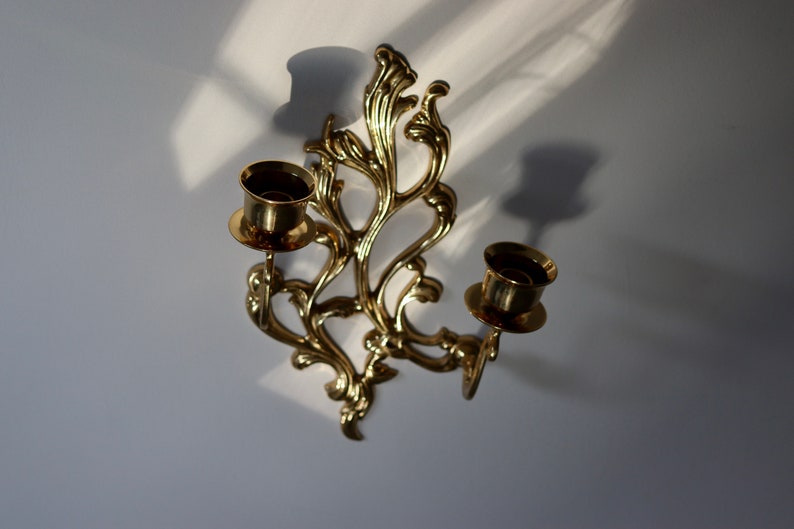 Ornate Vintage Brass Sconce for Two Candles Noah Ancienne