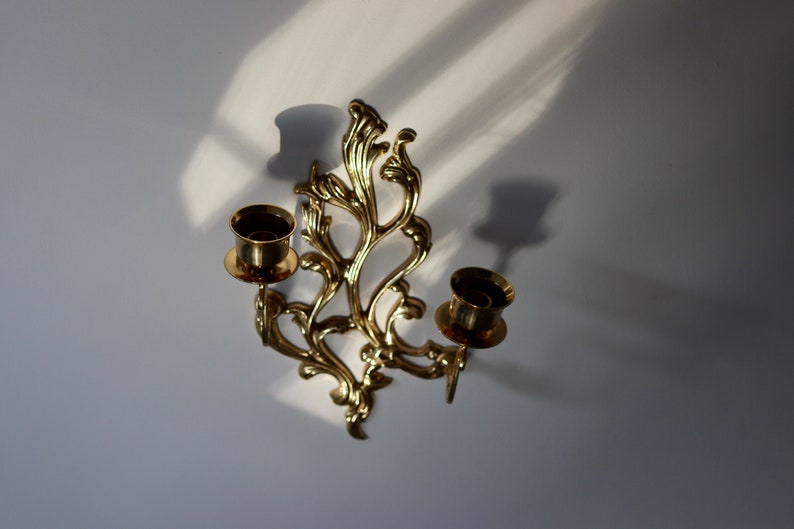 Ornate Vintage Brass Sconce for Two Candles Noah Ancienne