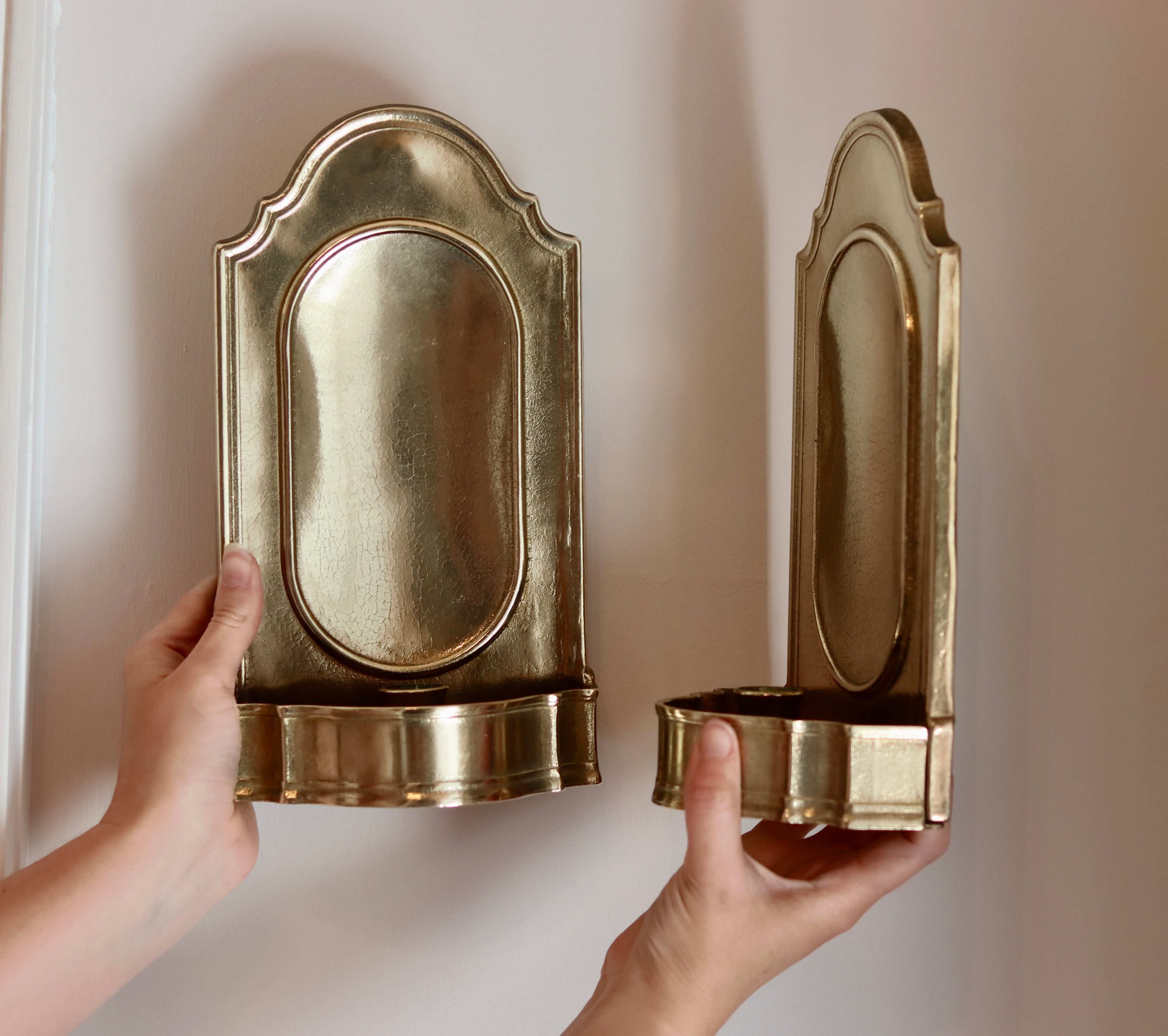 Pair Of Mid Century Swedish Brass Sconces Noah Ancienne
