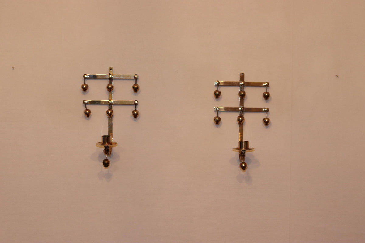 Pair Of Mid Century Swedish Brass Sconces by Kee Mora Noah Ancienne