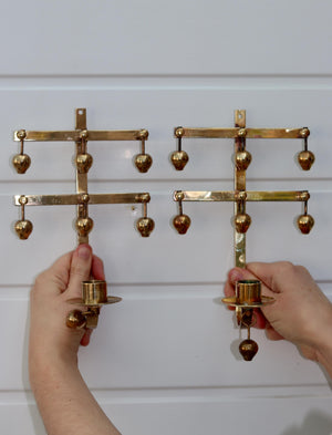 Pair Of Mid Century Swedish Brass Sconces by Kee Mora