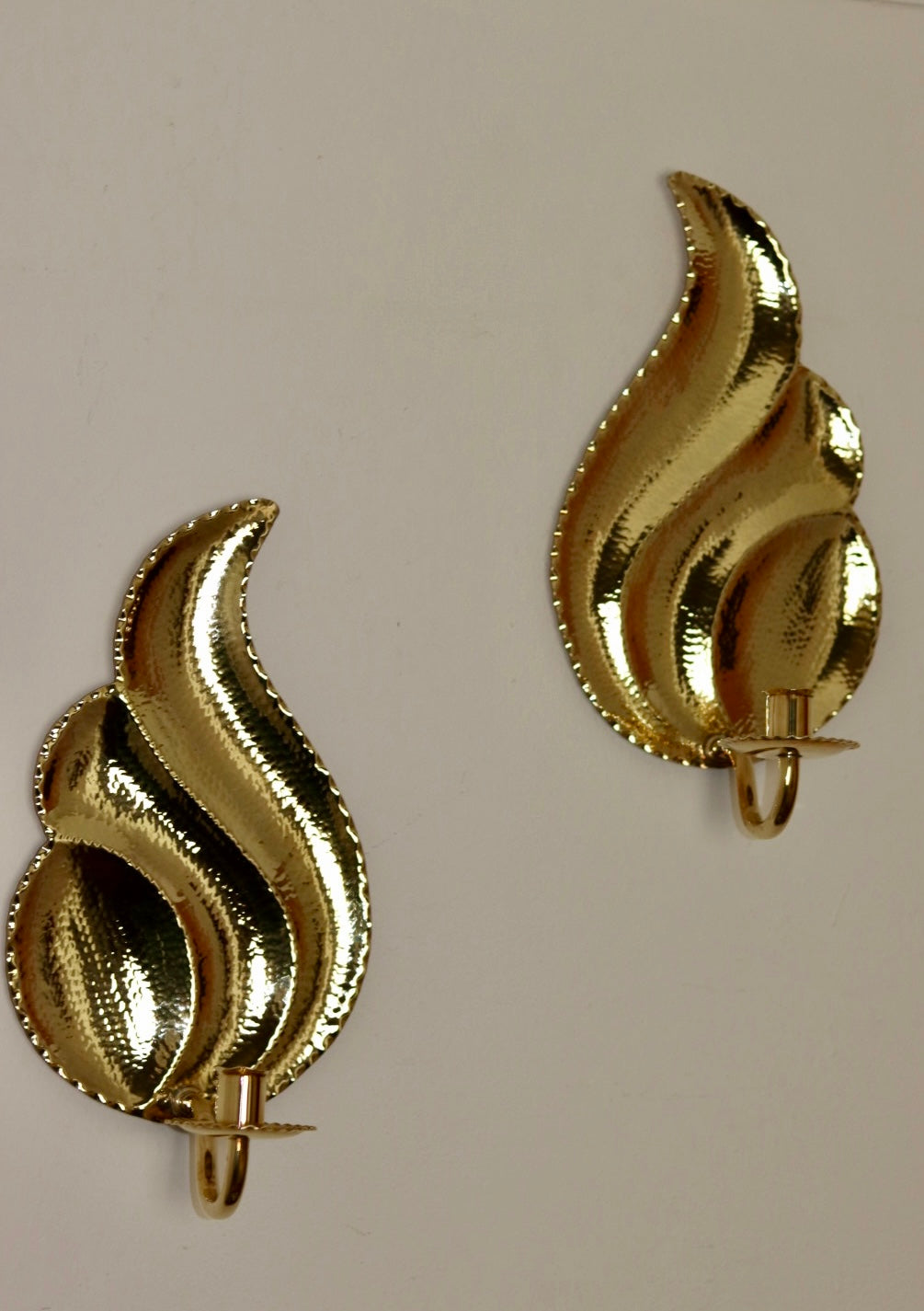 Pair Of Mid Century Swedish Brass Sconces by L. Andersson Fågelmara Noah Ancienne