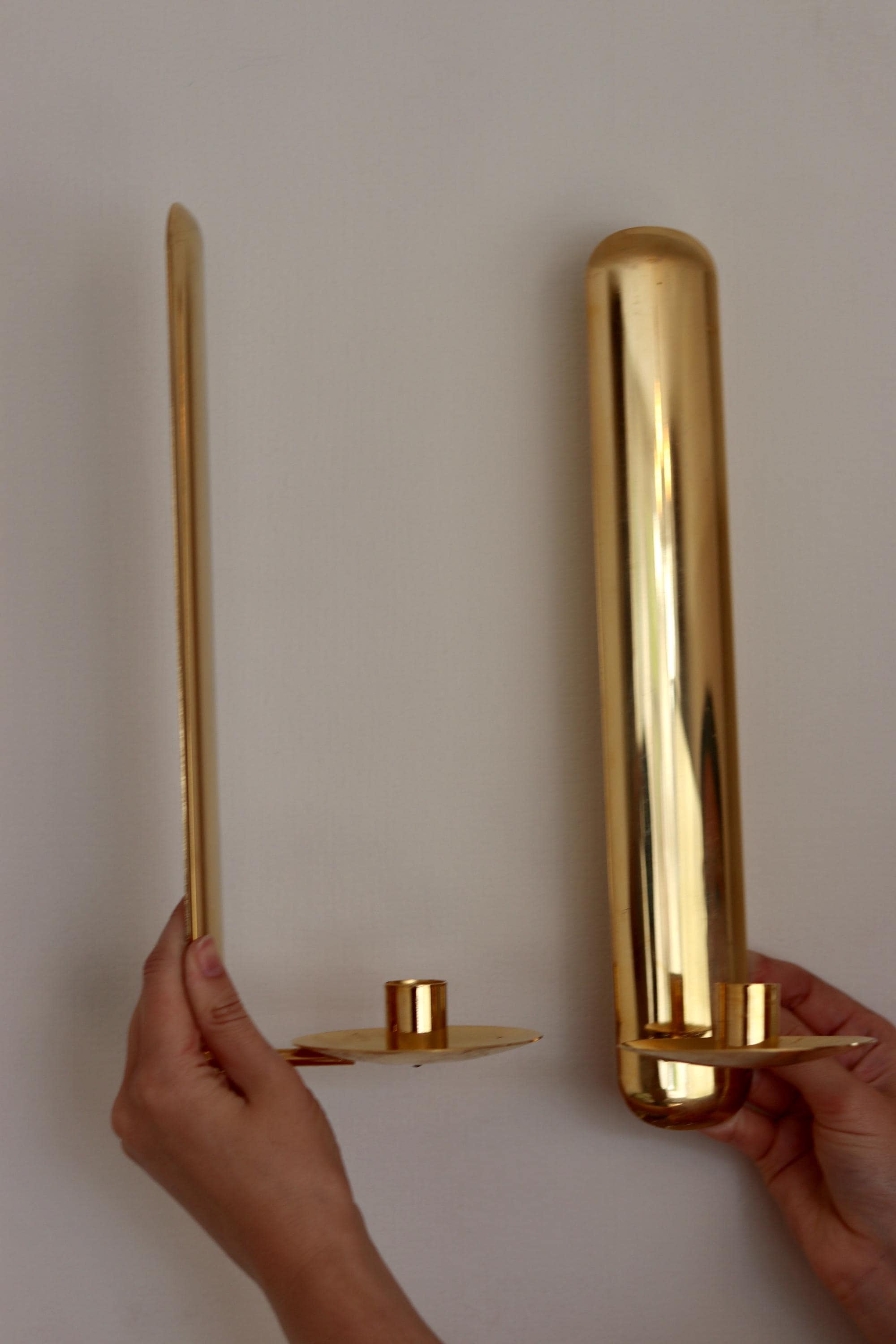 Pair Of Mid Century Swedish Gold Plated Brass Sconces by Scandia Noah Ancienne