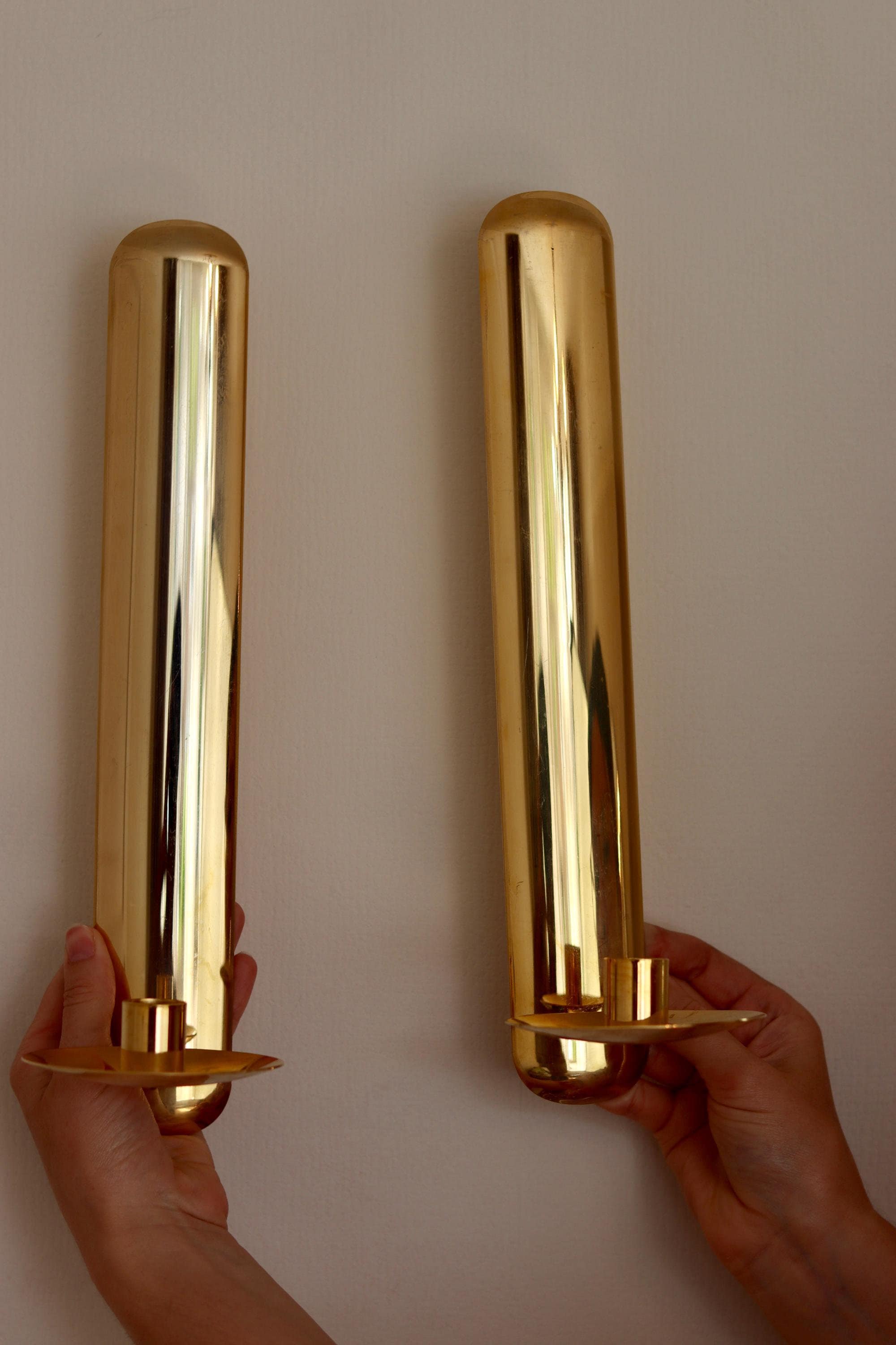 Pair Of Mid Century Swedish Gold Plated Brass Sconces by Scandia Noah Ancienne