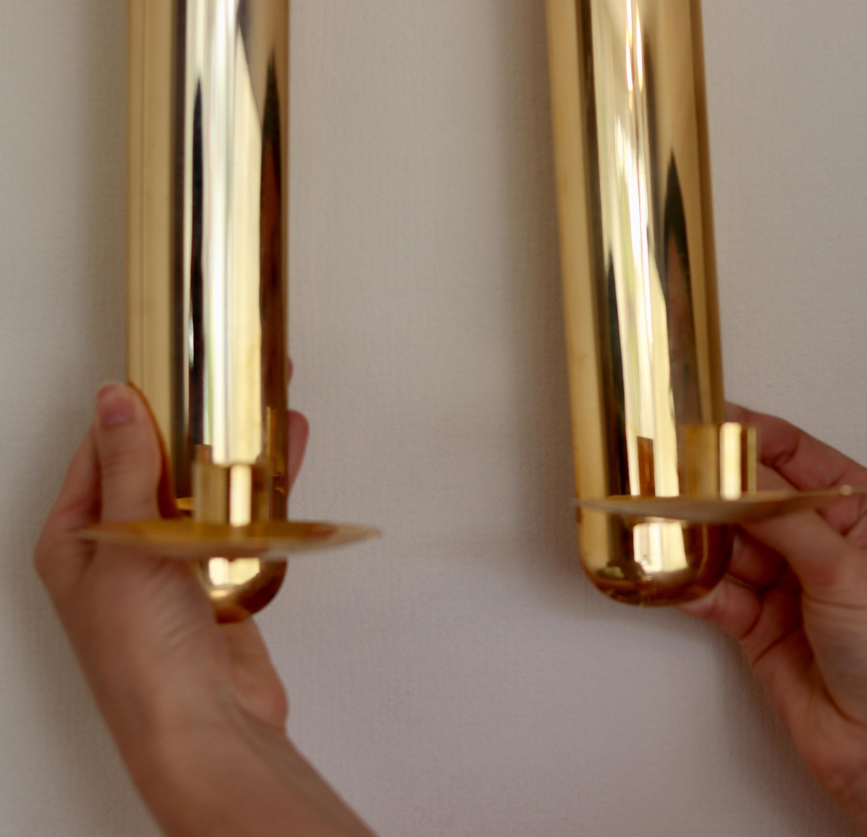 Pair Of Mid Century Swedish Gold Plated Brass Sconces by Scandia Noah Ancienne