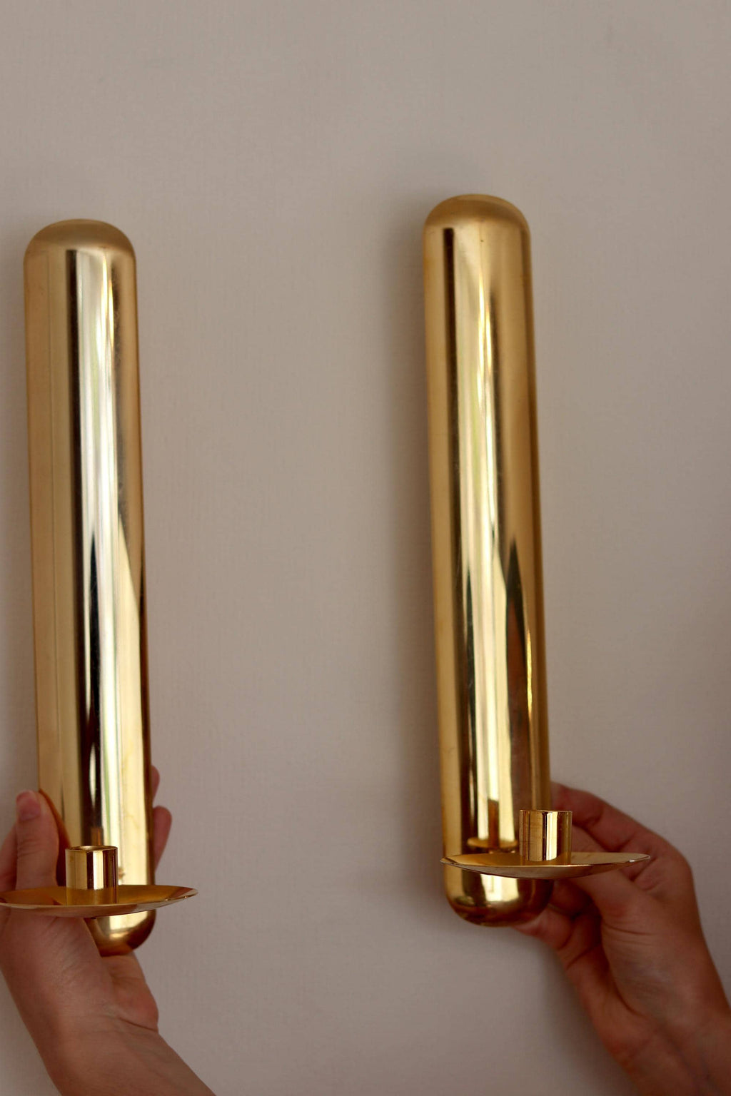 Pair Of Mid Century Swedish Gold Plated Brass Sconces by Scandia Noah Ancienne