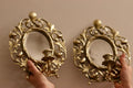 Pair of Antique French Brass Sconces with Mirror Noah Ancienne