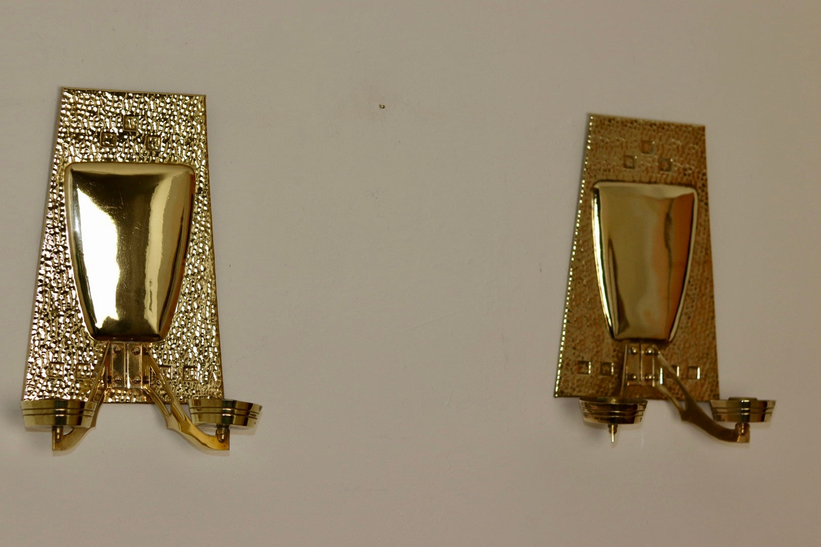 Pair of Art Nouveau Brass Sconces, early 20th century. Noah Ancienne