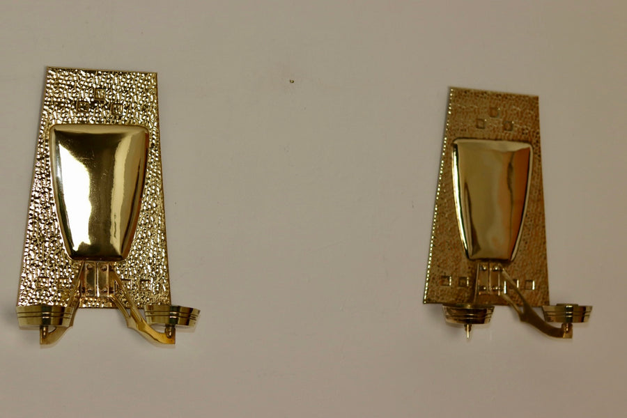 Pair of Art Nouveau Brass Sconces, early 20th century. Noah Ancienne