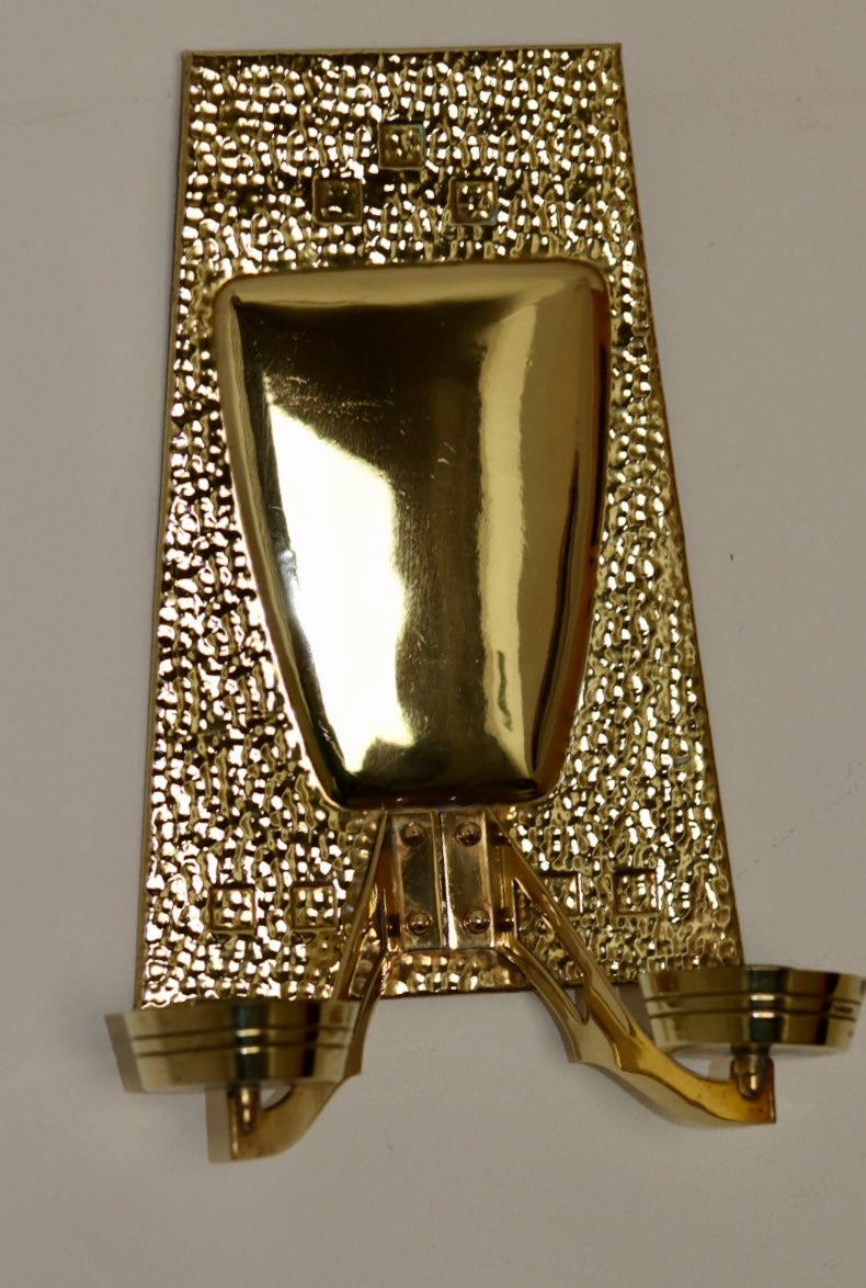 Pair of Art Nouveau Brass Sconces, early 20th century. Noah Ancienne
