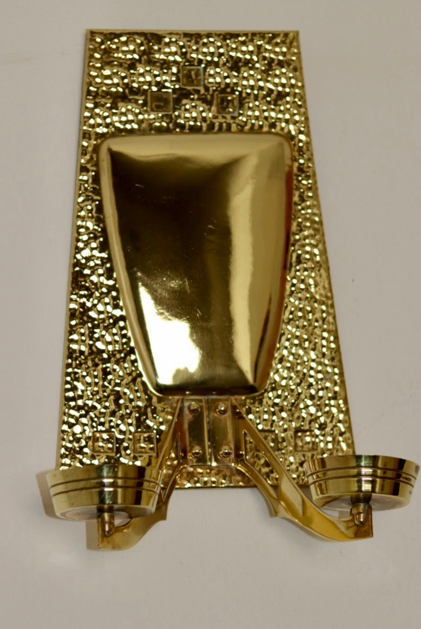 Pair of Art Nouveau Brass Sconces, early 20th century. Noah Ancienne