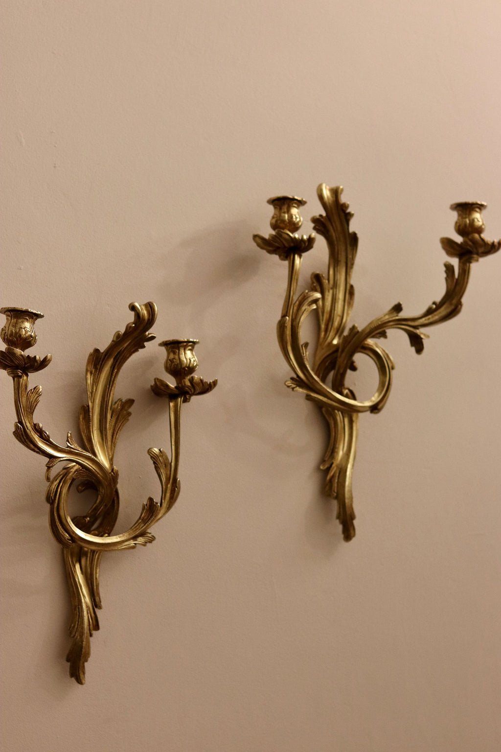 Pair of Brass Louis XV French Wall Sconces Noah Ancienne