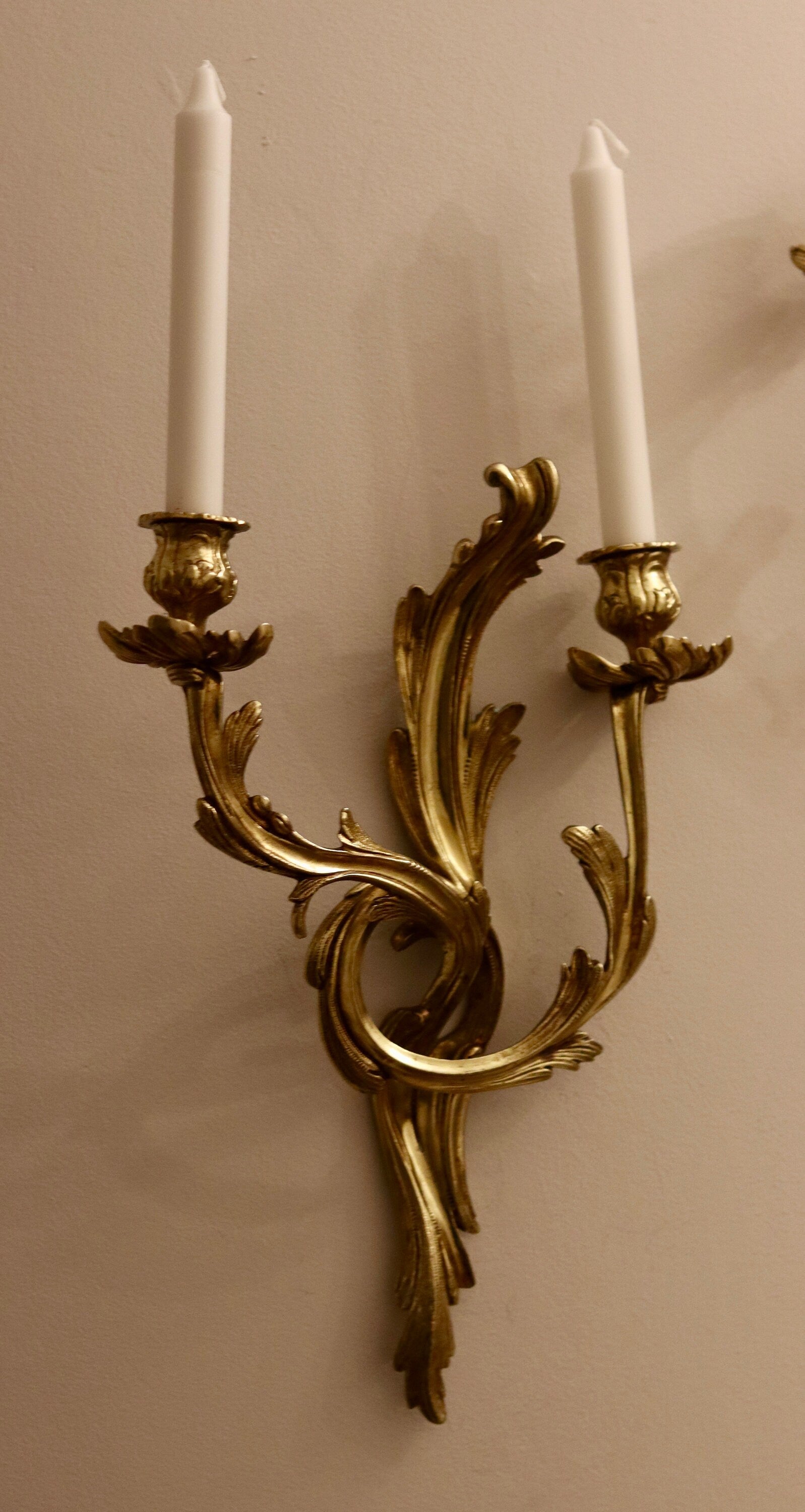 Pair of Brass Louis XV French Wall Sconces Noah Ancienne