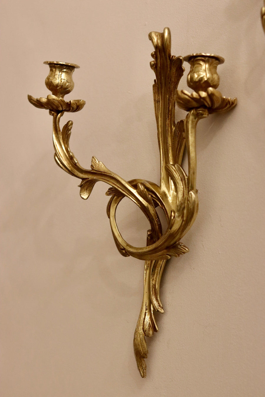 Pair of Brass Louis XV French Wall Sconces Noah Ancienne