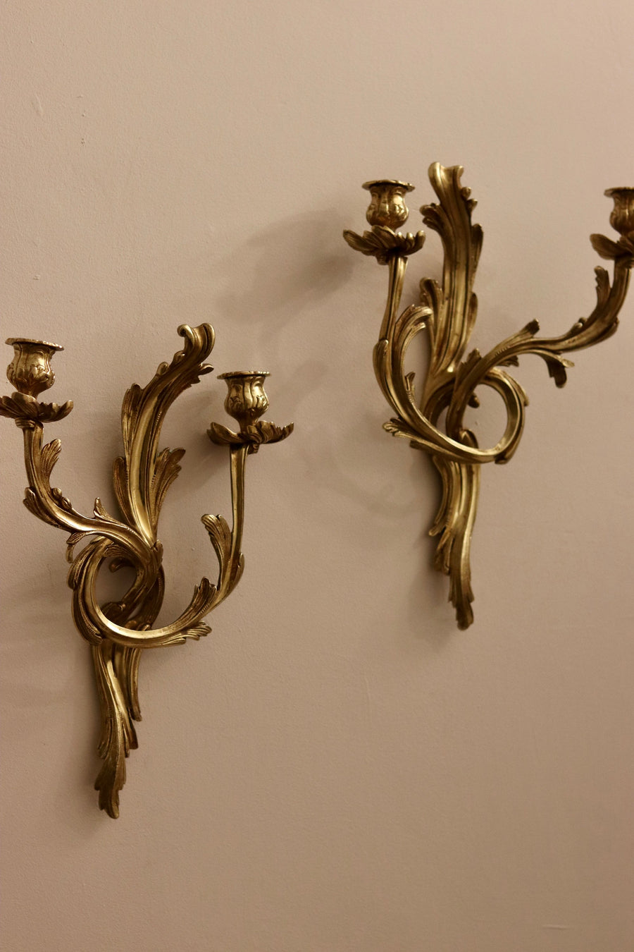 Pair of Brass Louis XV French Wall Sconces Noah Ancienne