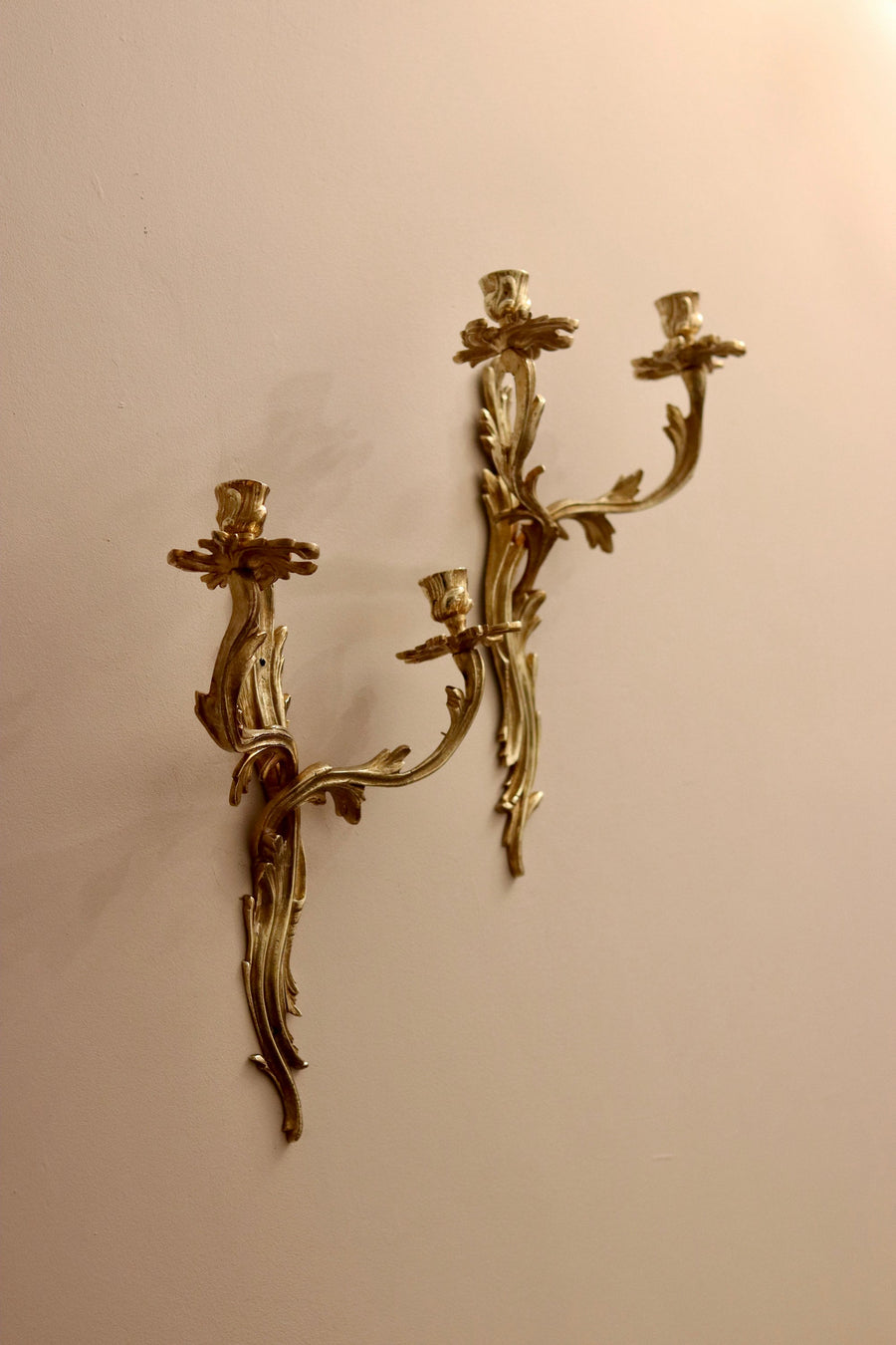 Pair of Louis XV French brass Sconces Noah Ancienne