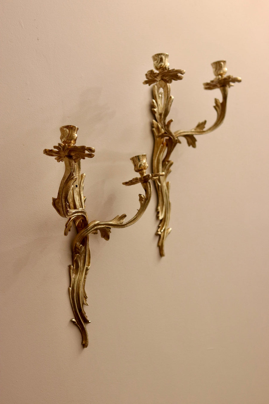 Pair of Louis XV French brass Sconces Noah Ancienne