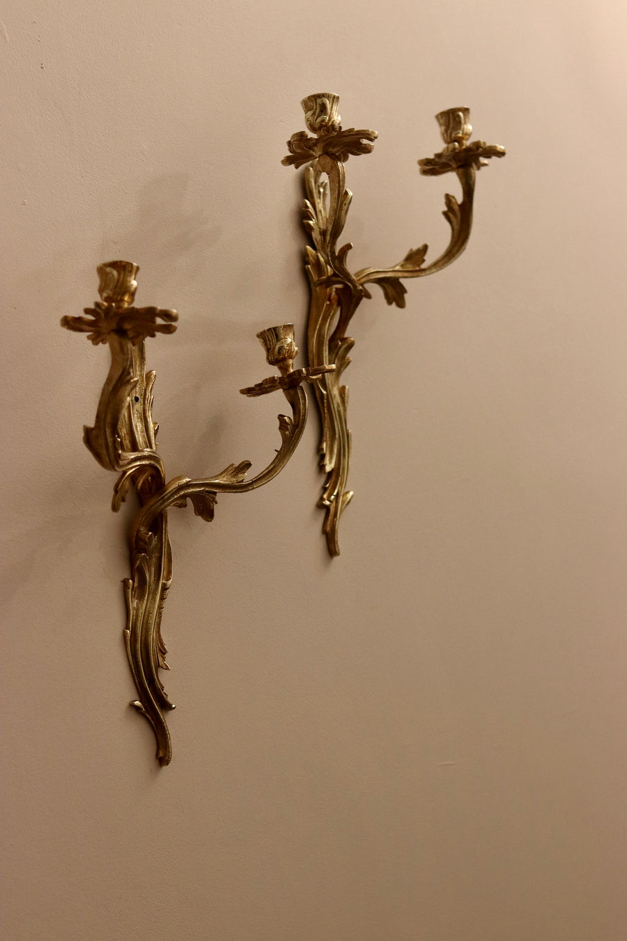 Pair of Louis XV French brass Sconces Noah Ancienne