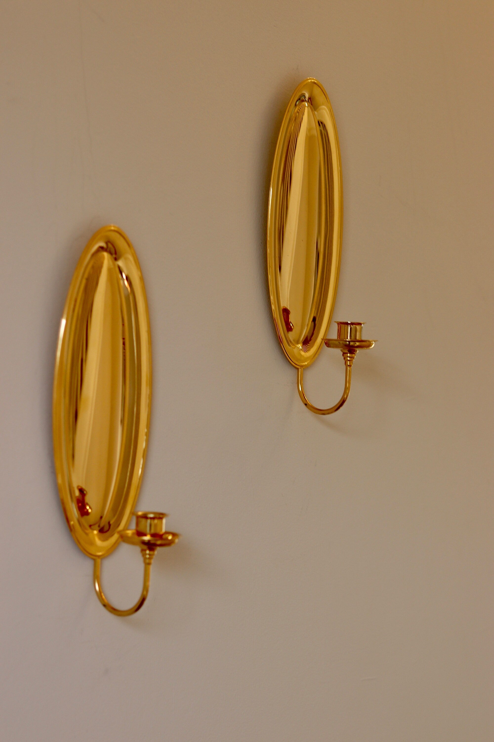 Pair of Mid-Century Swedish 24K Gold Plated Sconces by Scandia Noah Ancienne