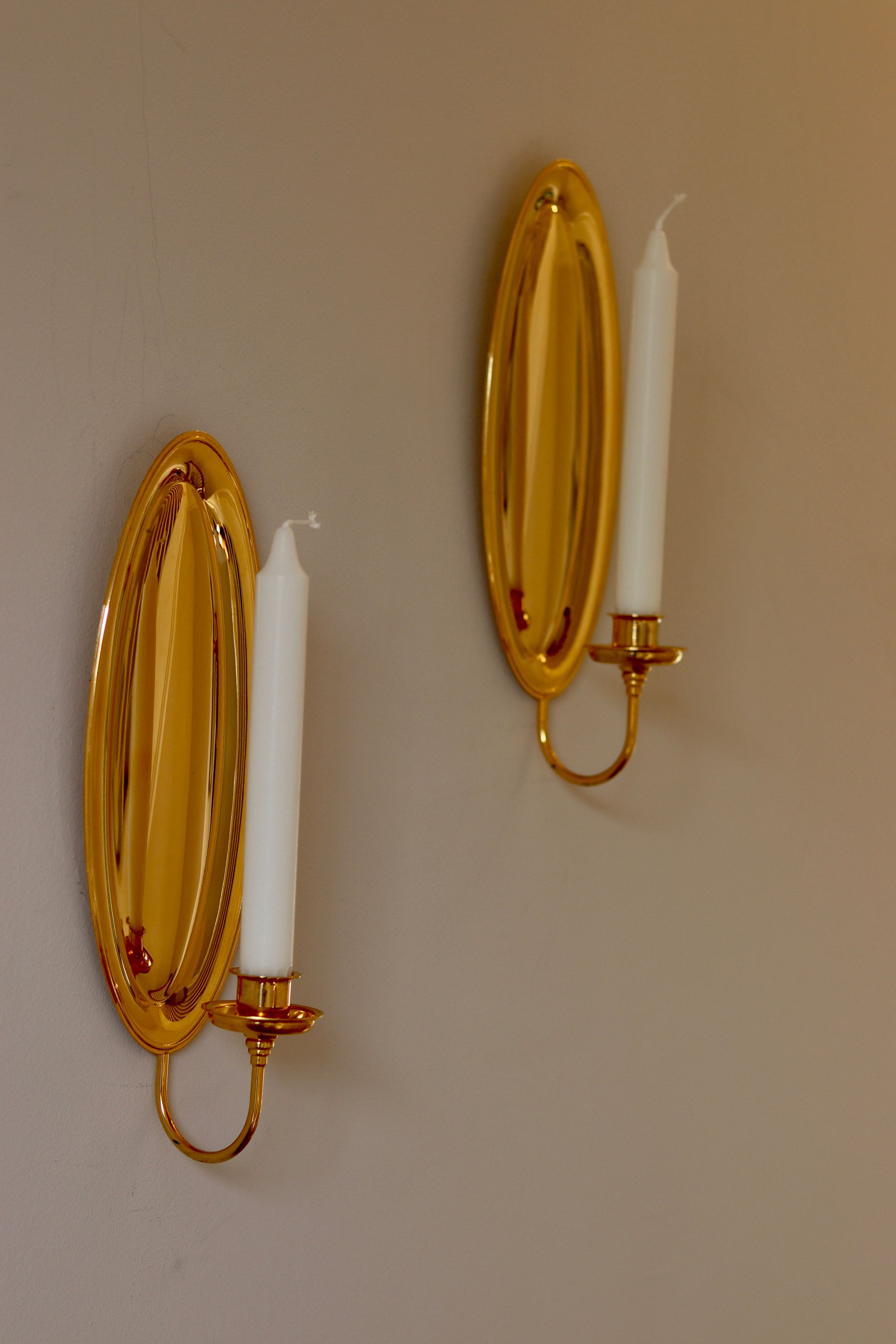 Pair of Mid-Century Swedish 24K Gold Plated Sconces by Scandia Noah Ancienne