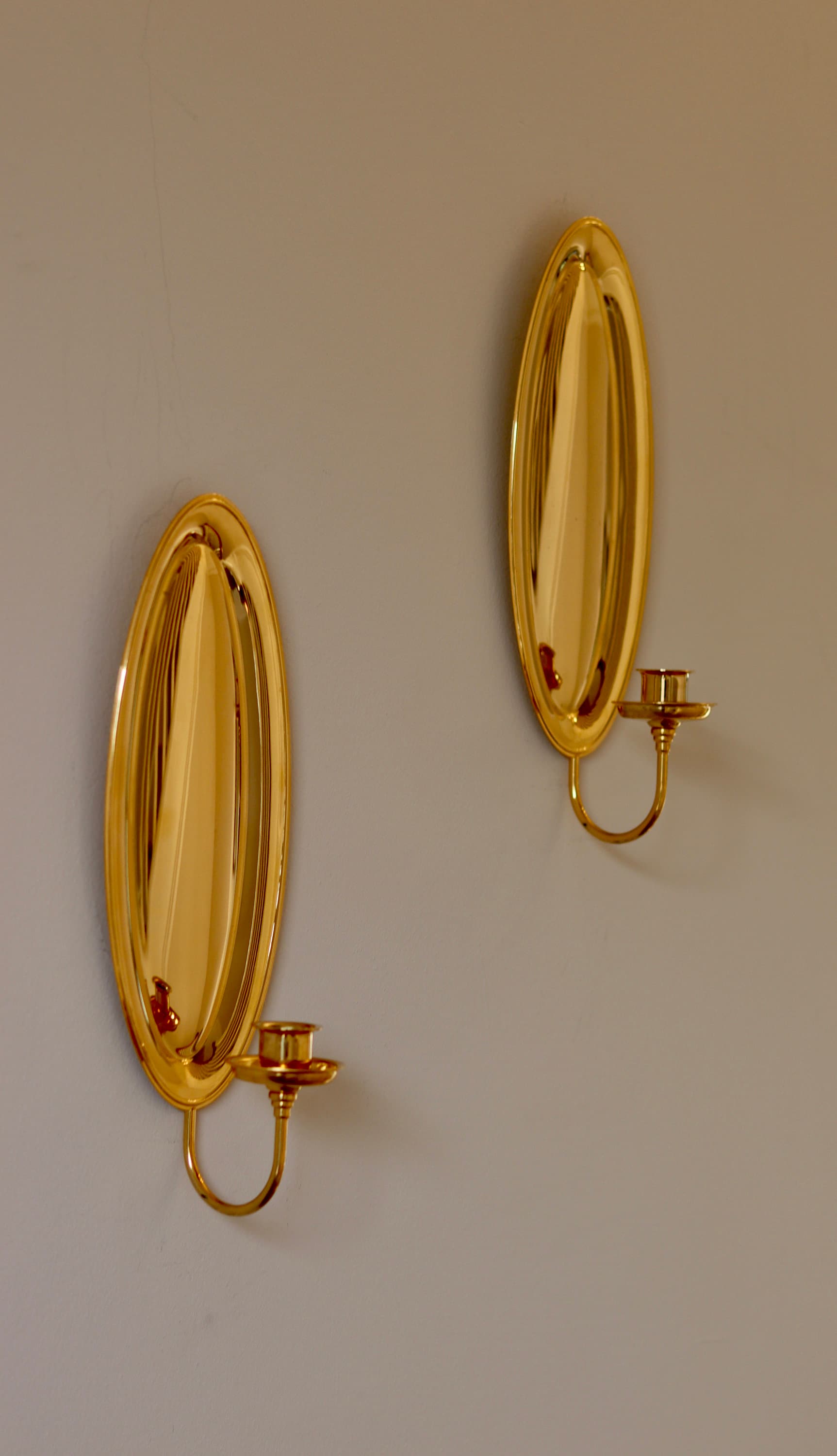 Pair of Mid-Century Swedish 24K Gold Plated Sconces by Scandia Noah Ancienne